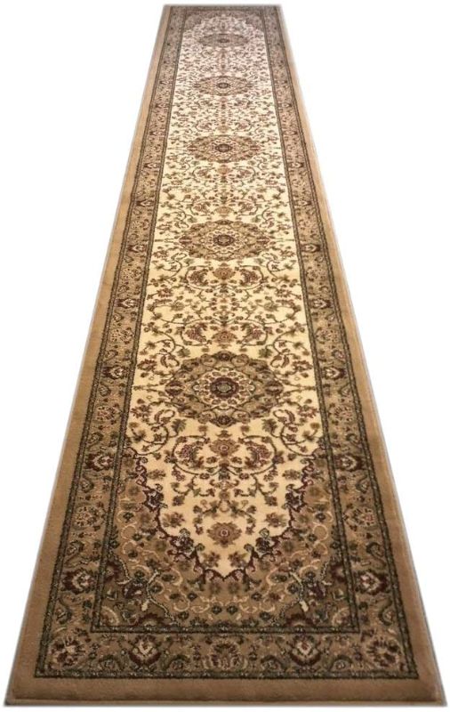 Photo 1 of Bellagio Traditional Area Rug Runner 32 in. X 15 Ft. 10 in. Beige 401