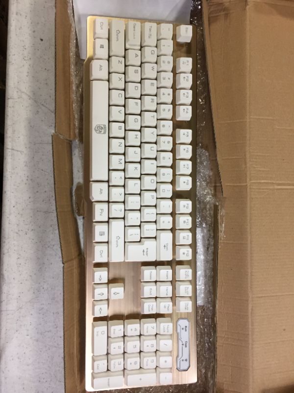 Photo 1 of brushed rose gold keyboard with white keys w/ mouse pad - open box - possible missing pieces