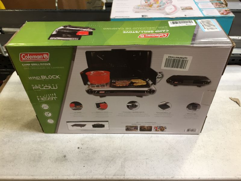 Photo 1 of Coleman Tabletop Propane Gas Camping 2-in-1 Grill/Stove, 2-Burner - like new - open box - possible missing pieces