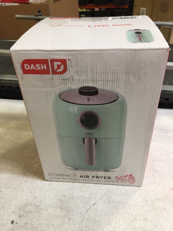 Photo 2 of Dash 900W 2qt Single-Basket Compact Air Fryer - Aqua - open box - like new - unable to test - 