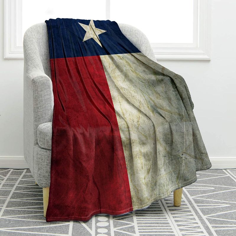 Photo 2 of Jekeno Texas Flag Throw Blanket Comfort Warmth Vintage Print Blanket for Couch Bed Chair Office Sofa 50"x60" 2 pack