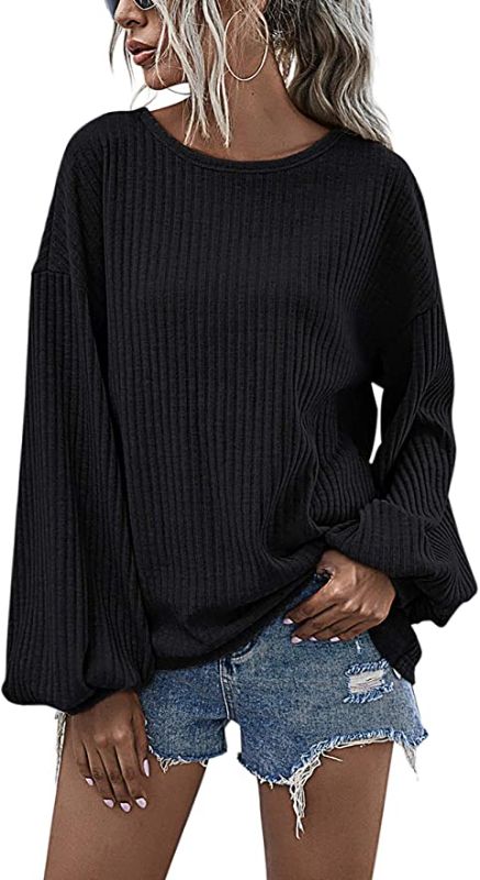 Photo 1 of Hibluco Womens Casual Pullover Tops Loose Knitted Long Sleeve Crewneck Sweaters, SIZE XL