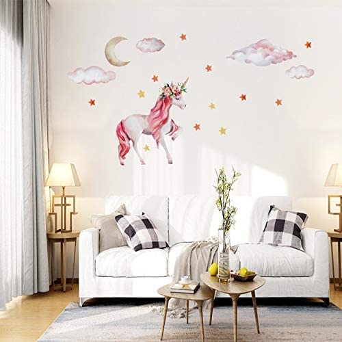 Photo 1 of 2PC LOT
Unicorn Wall Decal Stickers, Large Size Unicorn Stars Moon Clouds Wall Decor for Girls Kids Bedroom Nursery Birthday Party Decoration, 2 COUNT