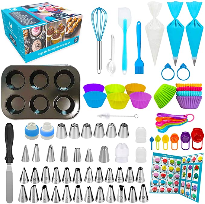 Photo 1 of Cupcake Decorating Kit with Piping Bags And Tips Set 290 pcs Cupcake Baking Pan Cake Decorating Kit 37 Icing Tips with 102 Pastry Bags Baking Tools Cupcake Cups and Other Cake Cupcake Baking Supplies
FACTORY SEALED