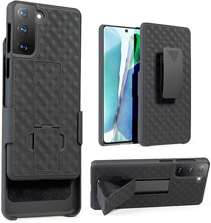 Photo 1 of 2PC LOT
HIDAHE Holster Case for Sumsung Galaxy S21 Plus, Combo Shell & Holster Slim Sumsung S21 Plus Shell Case for Men with Built-in Kickstand + Swivel Belt Clip Holster for Galaxy S21 Plus ONLY, Black, 2 COUNT