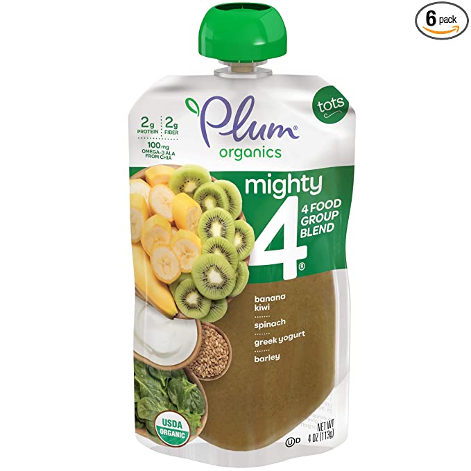 Photo 1 of 2PC LOT
Plum Organics Mighty 4, Organic Toddler Food, Banana, Kiwi, Spinach, Greek Yogurt & Barley, 4 oz Pouch (Pack of 6), 2 COUNT
EXP 09/27/2021