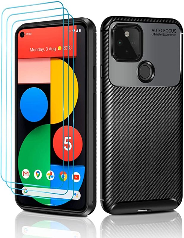 Photo 1 of 2PC LOT
ivoler Case for Google Pixel 5 with [3 Pack] Screen Protector,[Carbon Fiber Pattern],Drop Protection Shock Resistant Protective TPU Slim,Anti-Scratch for Google Pixel 5 5g Bumper Case - Black, 2 COUNT