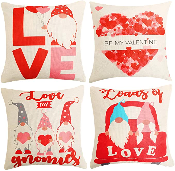 Photo 1 of 2PC LOT
Cosmetic Bags for Women - Keep Shining Beautiful One The World Needs Your Light - Funny Makeup Bag for Best Friends Bestie Sister Daughter Birthday Christmas Gifts

Gnome Valentine's Day Pillow Covers, 18X18 Inch Set of 4 Gnome Love Heart Car Home