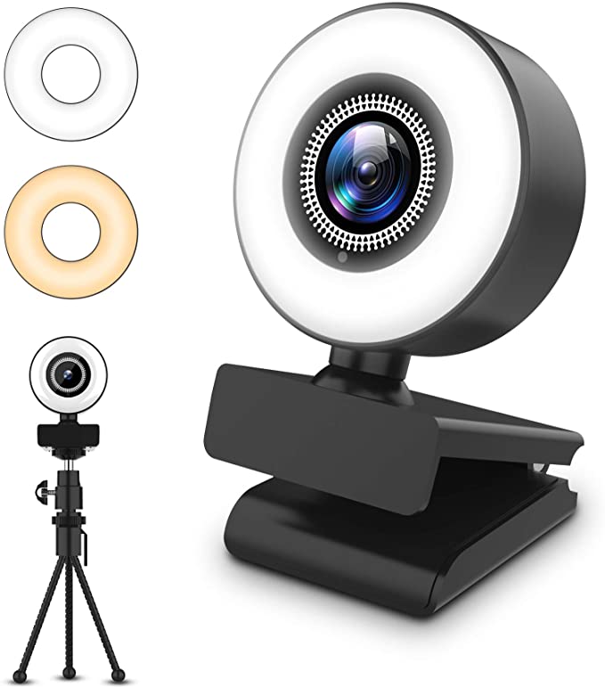 Photo 1 of Streaming HD Webcam, ITSHINY 1080P Webcam with Ring Light & Dual Microphone, USB Adjustable Brightness Web Camera for Windows Laptop Desktop Gaming Xbox Zoom etc, Black
NEW, FACTORY PACKAGING