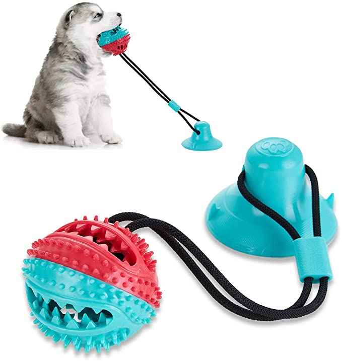 Photo 1 of Aidbot Suction Cup Toy Training Tug of War Rope, Multifunction Interactive Pet Toy for Aggressive Chewers, Molar Bite Toys Ball with Teeth Cleaning and Food Dispensing Features