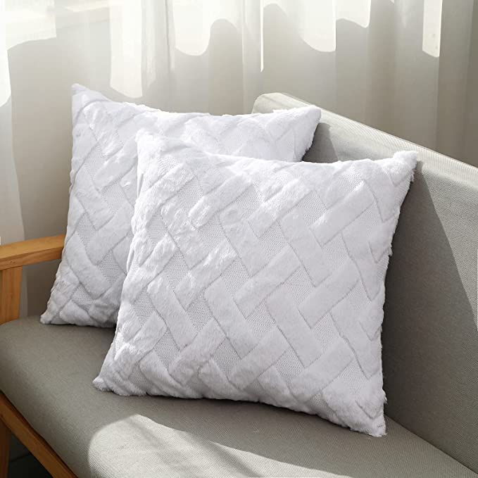 Photo 1 of 2PC LOT
SEEKSEE Set of 2 Super Soft Wool Decor Throw Pillow Covers, Square 18×18 Inch Fluffy Cushion Cover Shell Luxury Style Pillowcase Decorative for Sofa Bedroom (18" x 18", Pure White) 
2 COUNT, 4 PCS TOTAL