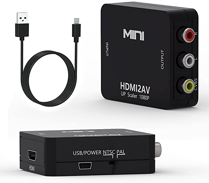 Photo 1 of 2PC LOT
HDMI to AV Converter, HDMI to RCA,HDMI to AV, 1080P HDMI to 3RCA CVBS AV Composite Video Audio Converter Adapter Supports PAL/NTSC with USB Charge Cable for PC Laptop HDTV DVD (HDMI to AV, Black), 2 COUNT