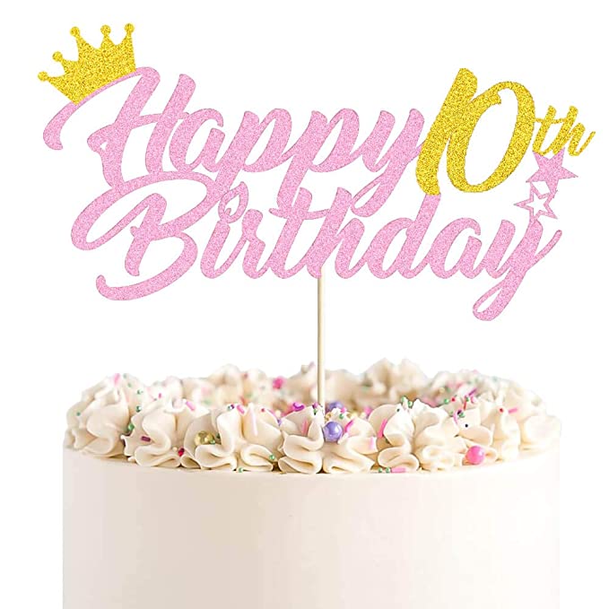 Photo 1 of 2PC LOT
Double Digit 10 Cake Topper Gold Pink Glitter Happy 10th Birthday Party Cake Decor Hello 10/Cheers to 10 Years Old/10 & Fabulous/10th Anniversary Themed 10th Birthday Party Cake Supplies Decorations, 2 COUNT
