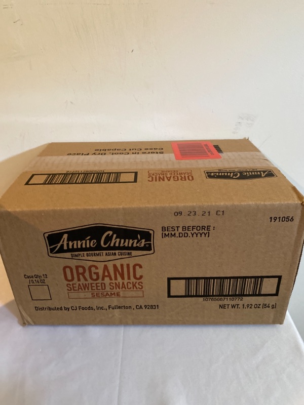 Photo 4 of 2PC LOT
Annie Chun's Organic Seaweed Snacks, Sesame, 0.16 oz (Pack of 12), America's #1 Selling Seaweed Snacks, EXP 09/23/2021

Plum Organics Stage 1 Organic Baby Food, Prune Puree, 3.5 Ounce Pouch (Pack of 6), EXP 09/17/2021