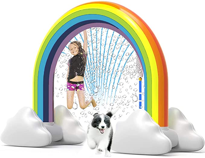 Photo 1 of Babigo Inflatable Rainbow Sprinkler Toys, Large Summer Sprinkler Splash Toy Outdoor for Kids, Outside Backyard Birthday Party Arch Sprinkler Toy for Toddlers, Boys, Girls 2 3 4 5 6 Year Old