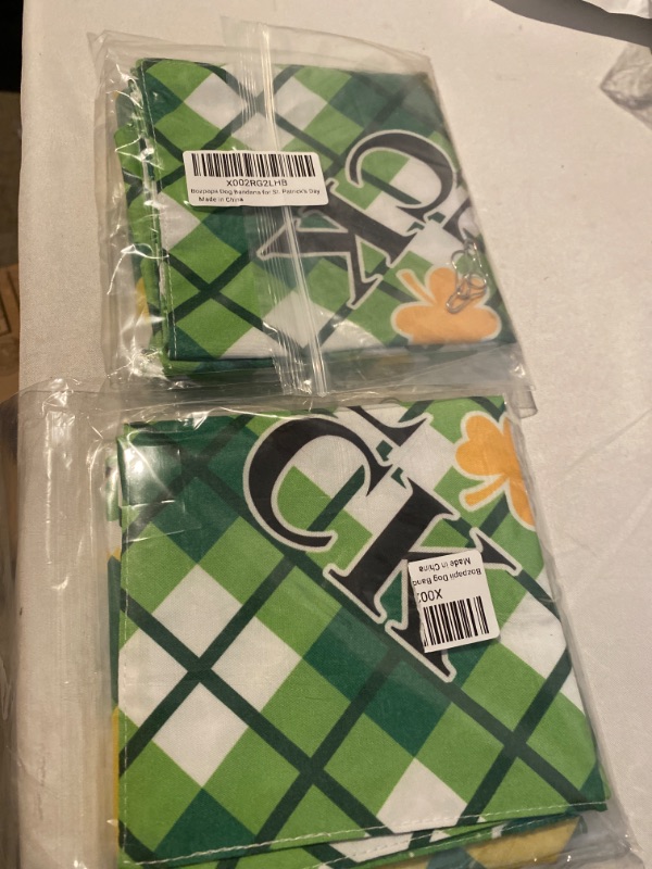 Photo 3 of 2PC LOT
St. Patricks Day Dog Bandana Large Triangle Bibs Scarf with Green Shamrock and Clover Irish Fest.ival Decoration for Puppy Small and Medium Dogs Cats Pets Animals, 2 COUNT