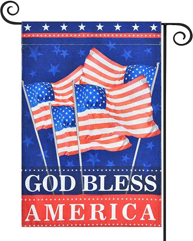 Photo 1 of 3PC LOT
ASPMIZ God Bless America Flag Banner, Blue Burlap Garden Flag, Double Sided Yard Flag for Outside, American Holiday Flag Birthday, Patriotic Star Yard Flags with Free Anti-Wind Clip, 12.5 x 18 Inches

Linowos Outdoor Water Spray Sprinkler for Kids