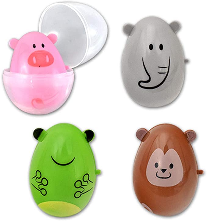 Photo 1 of Animal Easter Eggs - Double Filler Plastic Containers for Party Candy or Egg Hunt Decoration - 6 Piece Set