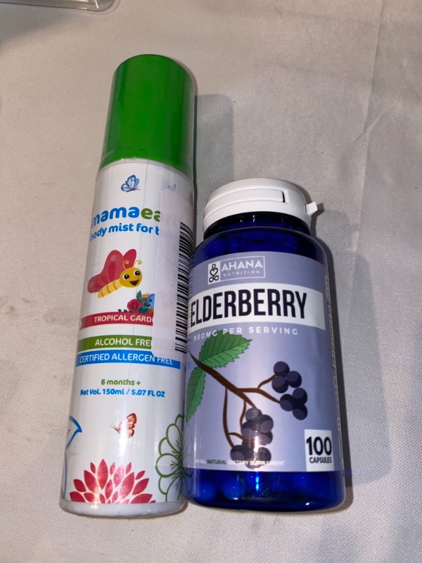 Photo 3 of 2PC LOT
Mamaearth Perfume Body Mist for Babies and Kids with Allergen Free Tripical Garden Fragrance for All Day Freshness 150 ml
EXP 09/2022

Elderberry Extract by Ahana Nutrition - Natural Elderberry Capsule to Help with Immune Support, Can Help Support