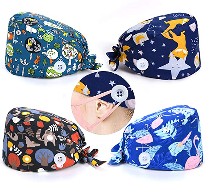 Photo 1 of 4 Pack Cute Printed Working Cap for Women Men