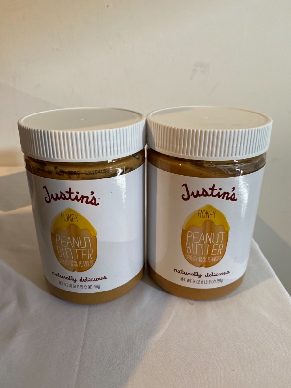 Photo 2 of 2PC LOT
Justin's Nut Butter Honey Peanut Butter, 28 Ounce (Pack of 1), 2 COUNT
EXP 10/13/2021