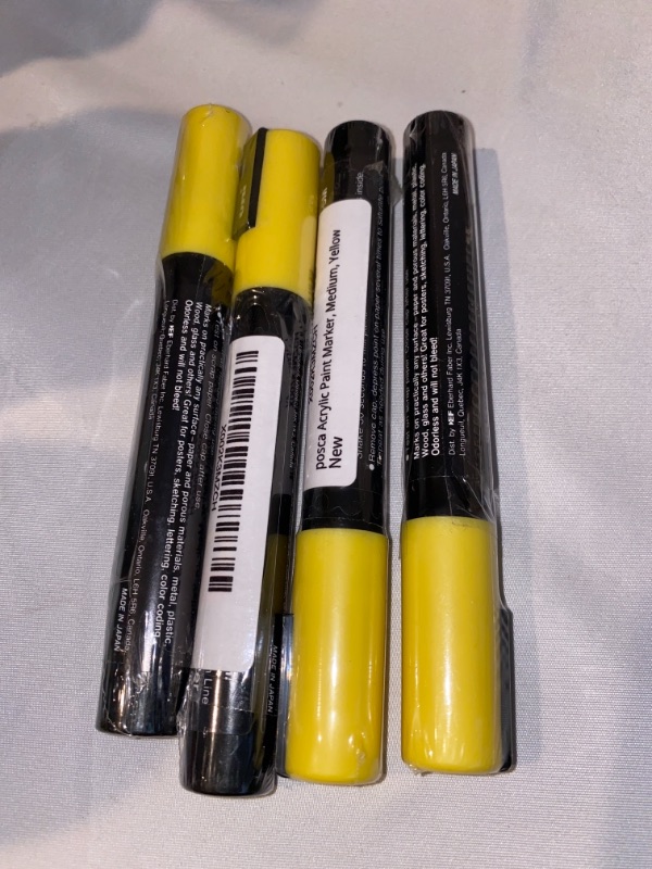 Photo 2 of 4PC LOT
posca Acrylic Paint Marker, Medium, Yellow, 4 COUNT