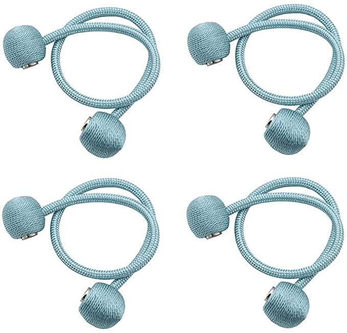 Photo 1 of 4 Pcs Curtain Tiebacks Magnetic Curtain Holdbacks Convenient Curtain Ties,No Tools Required (LAKE Blue)