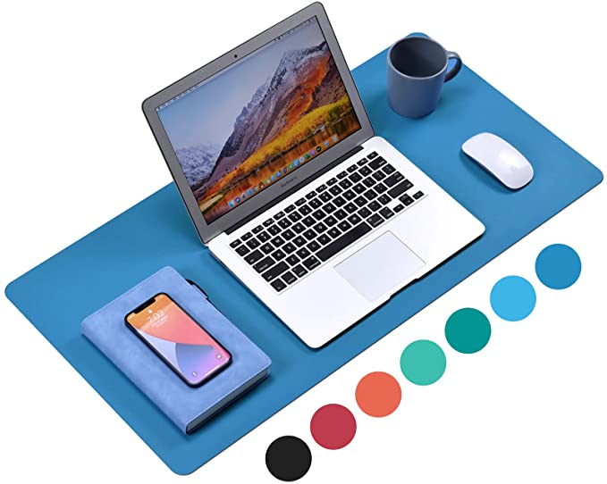 Photo 1 of WAYBER Non-Slip Desk Pad ( 31.5 x 15.7" ), Waterproof Desk Mat, PU Mouse Pad, Leather Desk Cover, Office Desk Protector, Desk Writing Mat for Office/Home/Work/Cubicle ( Yacht Blue )