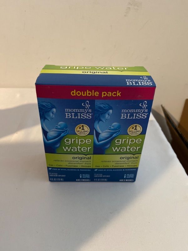 Photo 2 of Mommy's Bliss Gripe Water for Babies - Double Pack, Relieves Stomach Discomfort from Gas, Colic, Fussiness & Hiccups, Age 2 Weeks+, Pack of 2 (Total 8 Fl Oz), EXP 11/2022