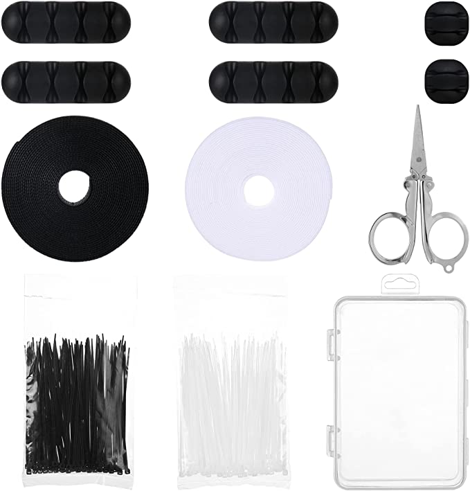 Photo 1 of 2PC LOT
210 Piece Cable Management organizer Kit for Home and Office, 6 Self-Adhesive Cable Clips, 2 Rolls of 32 Foot Self-Adhesive Cable Ties, 200 Fastening Cable Ties, 2 COUNT