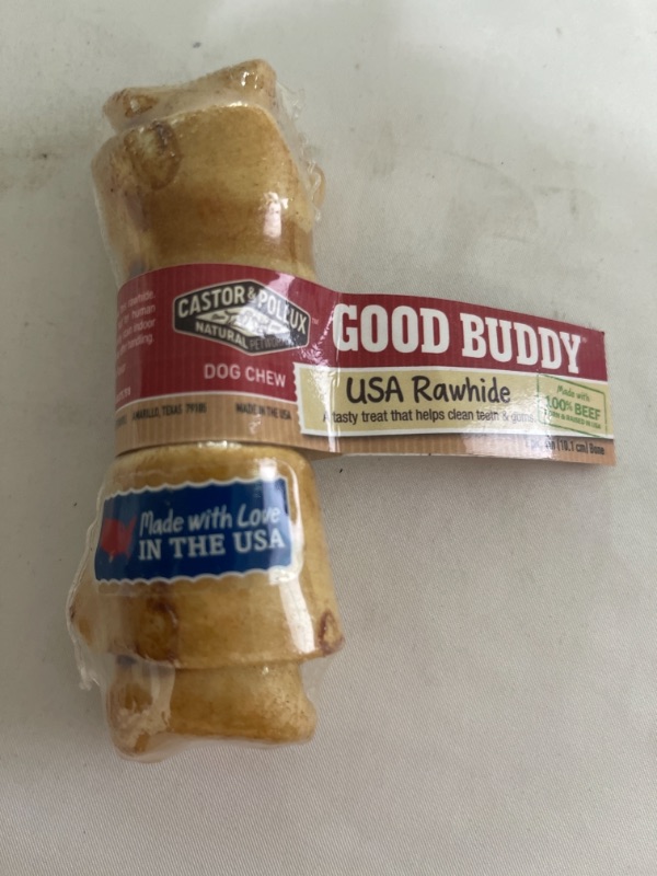 Photo 1 of Castor & Pollux Good Buddy USA Rawhide Dog Bone Treat, Small