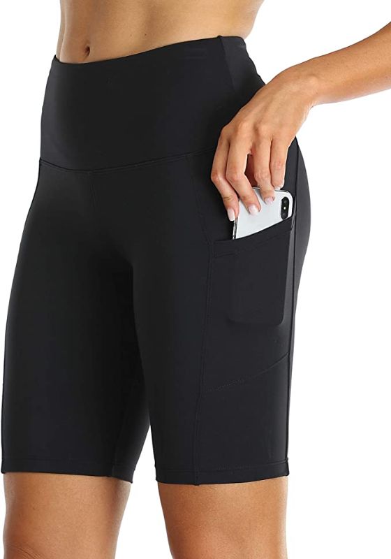 Photo 1 of Oalka Women's Short Yoga Side Pockets High Waist Workout Running Shorts, SIZE L