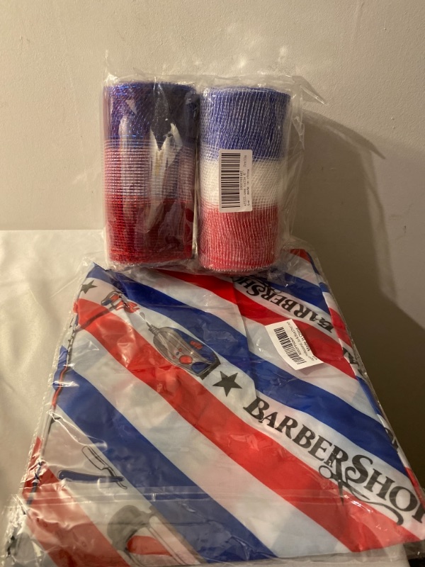 Photo 3 of 2PC LOIT
Aflyu 2 Roll Patriotic Tulle Roll Independence Day Poly Mesh Ribbon for 4th ofr July Wreath Decoration (Color A, 6 INCHES)

Flagsky Professional Barber Cape,Polyester Hair Cutting Salon Cape,Water And Stain Resistant Apron,Cutting Hair Beard Hair