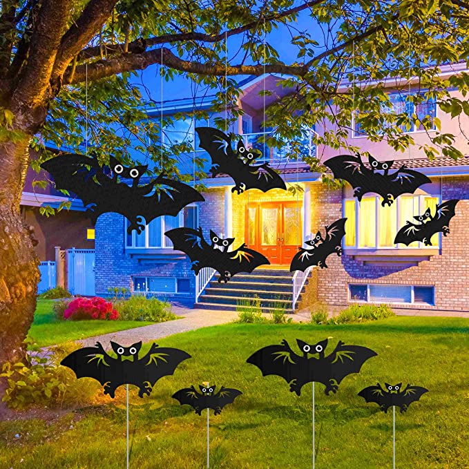 Photo 1 of 2PC LOT
RIIFRILY Hanging Bats Halloween Decoration Indoor and Outdoor Yard Sign - DIY Halloween Bats Decoration Suitable for Hanging in Grass, Trees, Walls, Porches, Etc.

KULARIWORLD Halloween Window Clings Stickers Decorations of Skeleton Ghosts Skull B