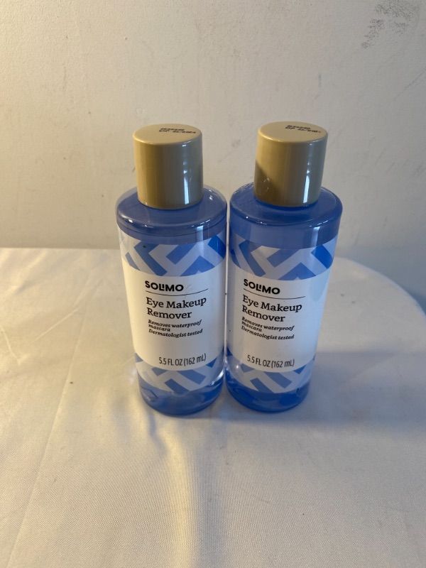 Photo 1 of 2PC LOT
Solimo Eye Makeup Remover, Removes Waterproof Mascara 5.5 Fluid Ounce, EXP 03/2024, 2 COUNT