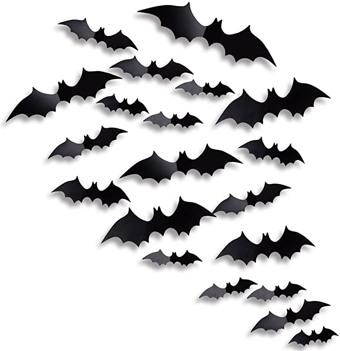 Photo 1 of 4PC LOT
Antner Halloween Party Supplies PVC 3D Bats Removable Decals Stickers Window Decors, 36 Pieces, Black, 2 COUNT

Cherislpy Outdoor Halloween Jumbo Spider Decorations 137” Giant Spider Web Sets Include 50” Scary Spider, Triangle Web, 40g Stretch Cob