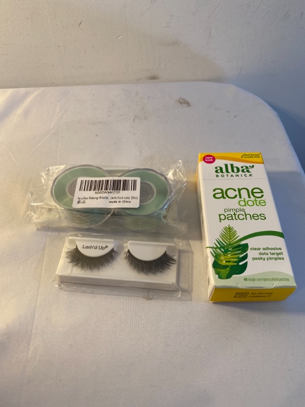 Photo 4 of 3PC LOT
Alba Botanica Acnedote Pimple Patches, 40 Count (Packaging May Vary)

by a Box Makeup Breathable Eyelid 1200Pcs Tape Big Eye Decoration Invisible Double Fold Eyelid Shadow Sticker Double Eyelid Tape Tool(with Fork rods) (Slim)

Lash'd Up False Eye