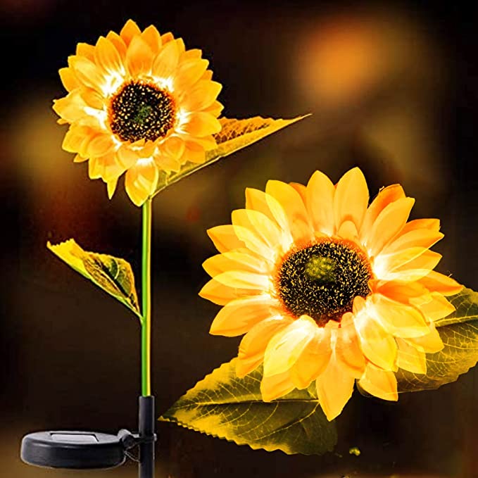 Photo 1 of 2 Pack Solar Sunflower Lights- 31" Sunflower Garden Stake Lights Outdoor Solar Powered LED Light for Garden Patio Lawn Yard Porch Walkway Decoration