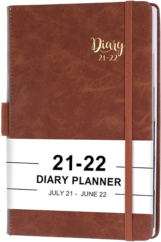 Photo 1 of 2021-2022 Appointment Book & Planner - Daily Hourly Planner from July 2021 - June 2022, 5.75" X 8.25", 60-Minute Interval, Faux Soft Leather Cover, Premium Paper with Pen Holder, Inner Pocket, Brown, FACTORY SEALED 