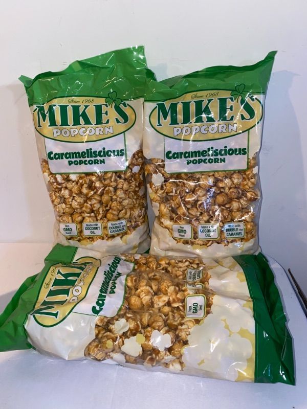 Photo 2 of 3PC LOT
Mike's Popcorn, Carameliscious, 18-Ounce, EXP 11/02/2021, 3 COUNT