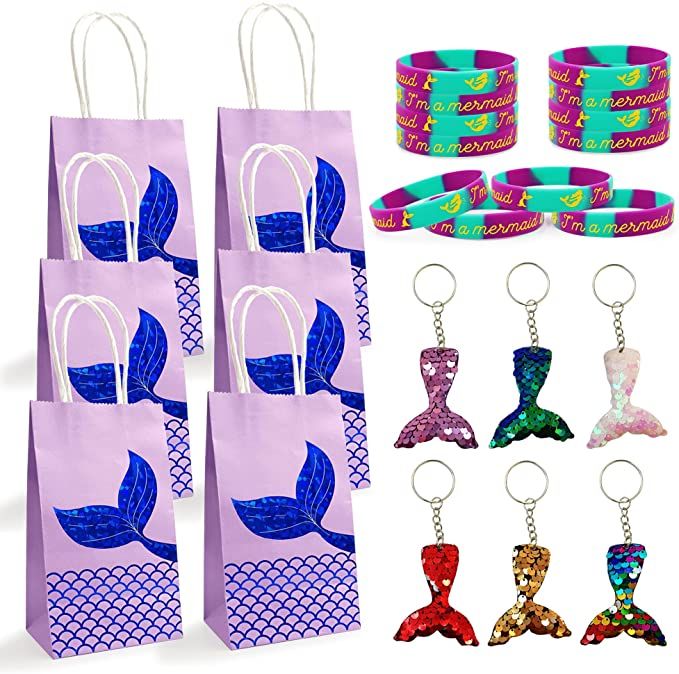 Photo 1 of 2PC LOT
24 PCS Mermaid Bags Bracelets Keychains Set 12 Pieces Mermaid Silicone Wristband 6 Packs Mermaid Paper Party Favor Bags 6 Pieces Mermaid Tail Sequin Keychains for Kids Under the Sea Party Mermaid Themed Party Birthday Favors Supplies

Kissitty 32p