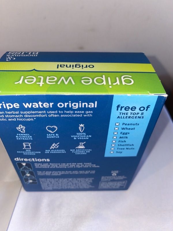 Photo 2 of Mommy's Bliss Gripe Water for Babies - Double Pack, Relieves Stomach Discomfort from Gas, Colic, Fussiness & Hiccups, Age 2 Weeks+, Pack of 2 (Total 8 Fl Oz) EXP 11/2022
FACTORY SEALED 