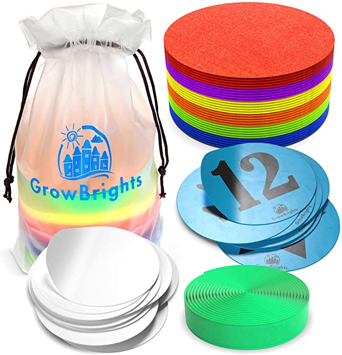 Photo 1 of 2PC LOT
Carpet Spots for Classroom - 30 Pack of 5 inch Carpet Markers - Improves Student Learning & Includes Bonus Hook Tape, Sticker Seat Spots, Blank Spot Labels by GrowBrights, 2 COUNT