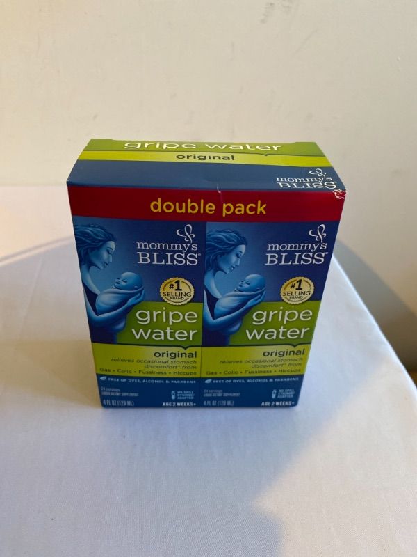 Photo 2 of Mommy's Bliss Gripe Water for Babies - Double Pack, Relieves Stomach Discomfort from Gas, Colic, Fussiness & Hiccups, Age 2 Weeks+, Pack of 2 (Total 8 Fl Oz), EXP 11/2022, FACTORY SEALED 