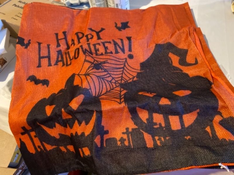 Photo 1 of 4PC HALLOWEEN PILLOW CASE, ORANGE AND BLACK