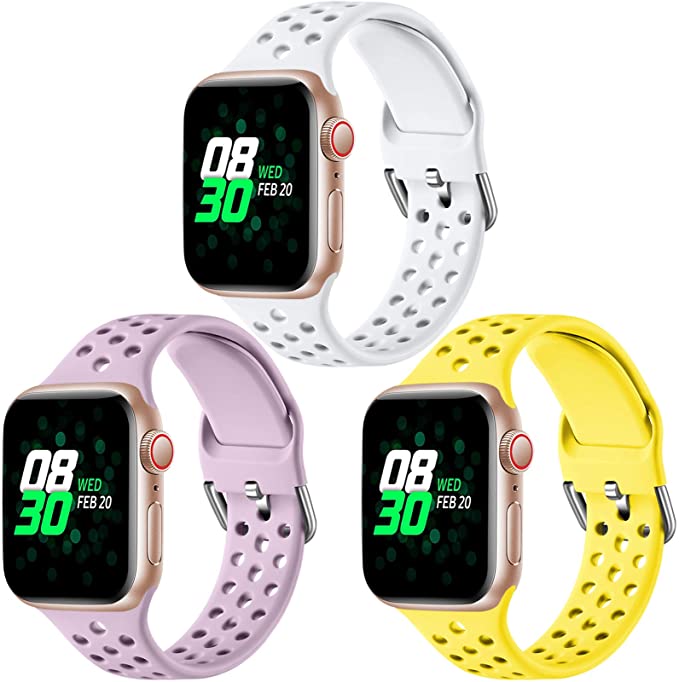 Photo 1 of 2PC LOT
LEOMARON Compatible with Apple Watch Band 40mm 44mm 38mm 42mm, Breathable Sport Soft Silicone Replacement Wrist Band Compatible for iWatch Series 6/SE 5 4 3 2 1