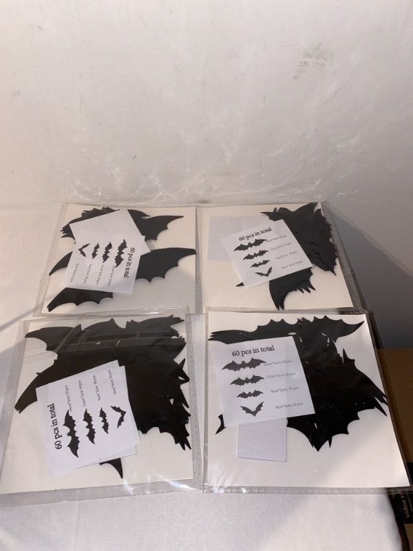 Photo 1 of 4PC LOT
Halloween Window Decorations, 60 PCS PVC 3D 4 Sizes Realistic Scary Bats Window Decal Wall Stickers for Home Bathroom Indoor Hallowmas Decoration Party Supplies, 4 COUNT