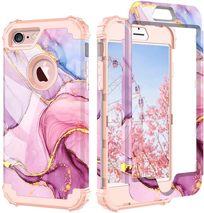 Photo 1 of 2PC LOT
PIXIU Compatible with iPhone 6 6s case,Three Layer Heavy Duty Shockproof Protective Soft Silicone Hard Plastic Bumper Sturdy Case Cover for iPhone 6 6s 4.7 inch Marble Rose Gold, 2 COUNT