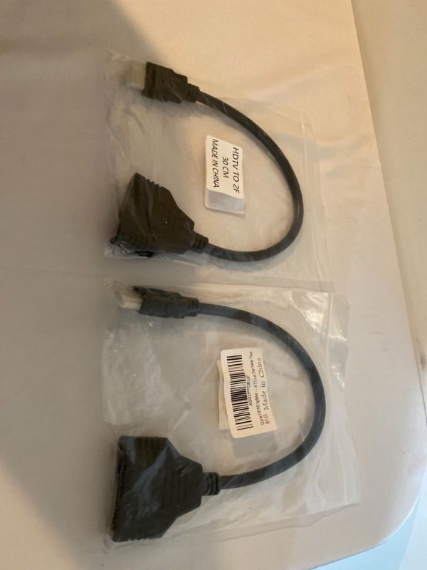 Photo 2 of 2PC LOT
HDMI Splitter Adapter Cable - HDMI Splitter 1 in 2 Out HDMI Male to Dual HDMI Female 1 to 2 Way for HDMI HD, LED, LCD, TV, Support Two The Same TVs at The Same Time, 2 COUNT
