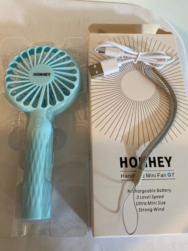 Photo 1 of HONHEY Mini Handheld Fan Battery Operated Small Personal Portable Fan Speed Adjustable USB Rechargeable Fan Cute Design Powerful Eyelash Fan for Stylish Kids Girls Women Men Indoor Outdoor Travelling